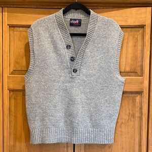 Vintage Wool Esprit V-Neck Gray Men's Sweater Vest Size Large
